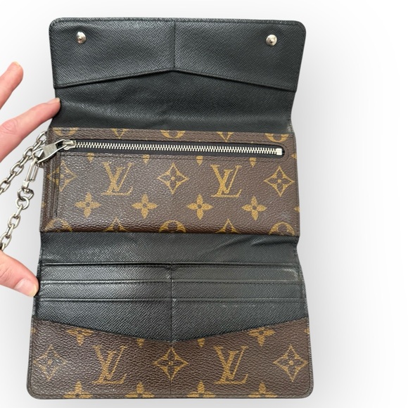 LOUIS VUITTON Monogram Macassar Portefeuille Brown w/Auth Chain - Picture 13 of 16